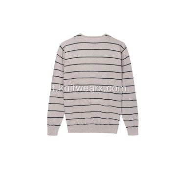 Pullover girocollo basic a righe lavorate a maglia da uomo